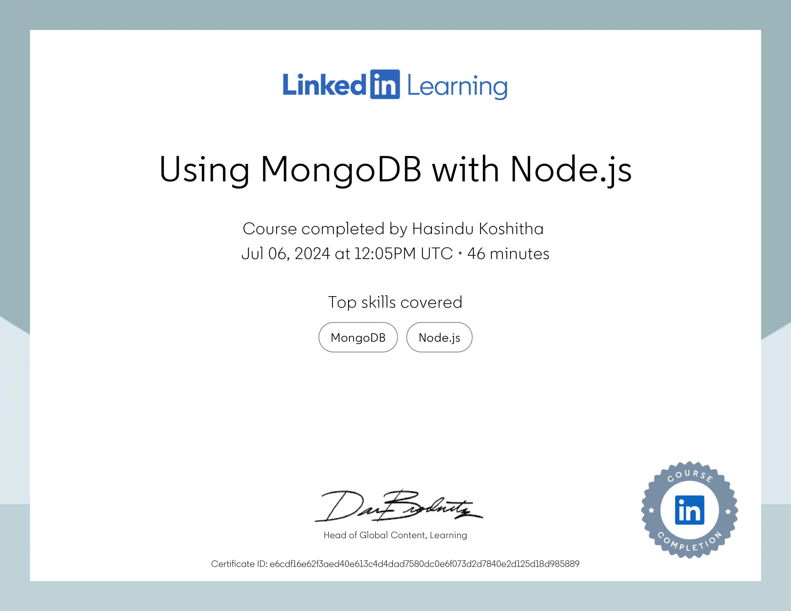 Using MongoDB with Node.js certificate